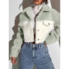 カラーブロックのプラッシュジャケットsfde293