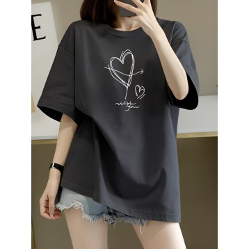 プリント入り100％コットン半袖TシャツAHDG_P8